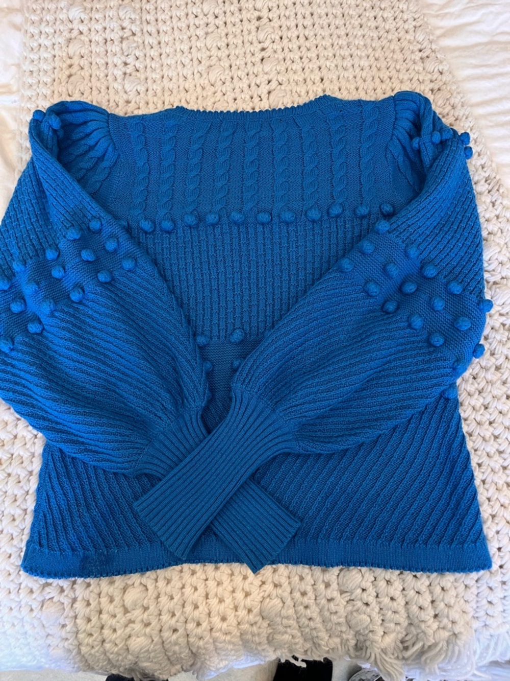 Lilly Pulitzer Blue Pom-Pom Cable Knit Sweater - Picture 8 of 8